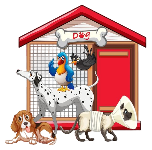 dog cage with animal group cartoon isolated 1308 46354 prev ui
